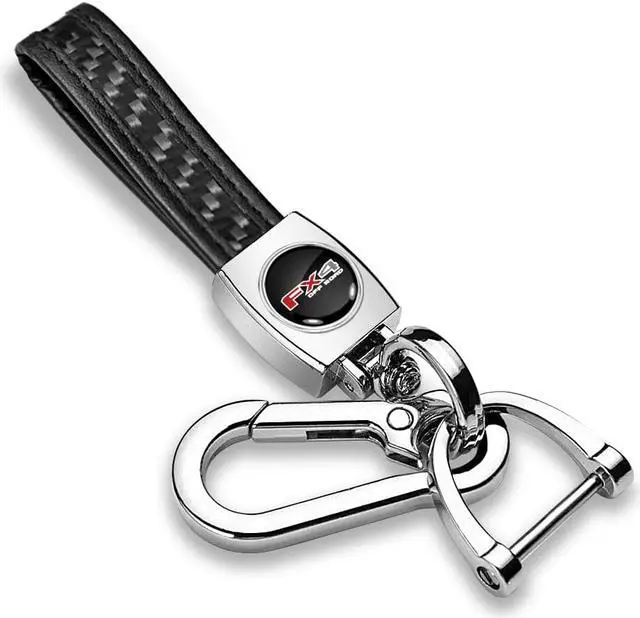 Main image of Ford F-150 FX4 Off Road in Black Real Carbon Fiber Strap Chrome Hook Key Chain