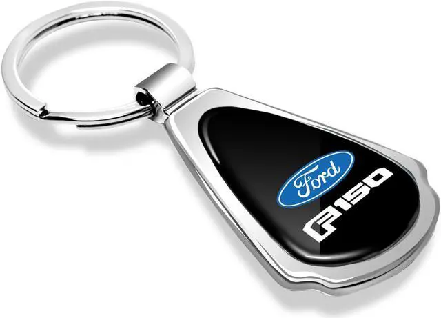 Alt view image 2 of 7 - Ford F-150 2015 up Black Dome Chrome Metal Teardrop Key Chain