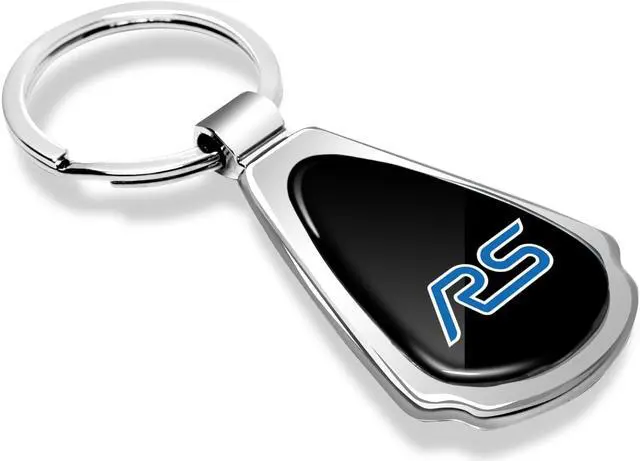 Alt view image 2 of 7 - Ford Focus RS Black Dome Chrome Metal Teardrop Key Chain