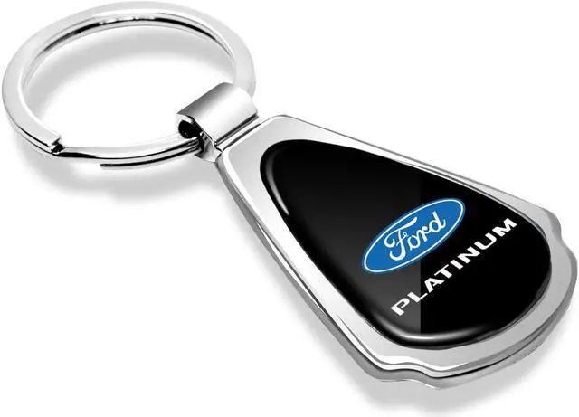 Alt view image 2 of 7 - Ford Platinum Black Dome Chrome Metal Teardrop Key Chain