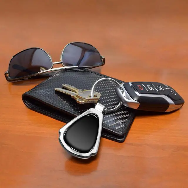 Alt view image 3 of 7 - Ford F-150 2015 up Black Dome Chrome Metal Teardrop Key Chain