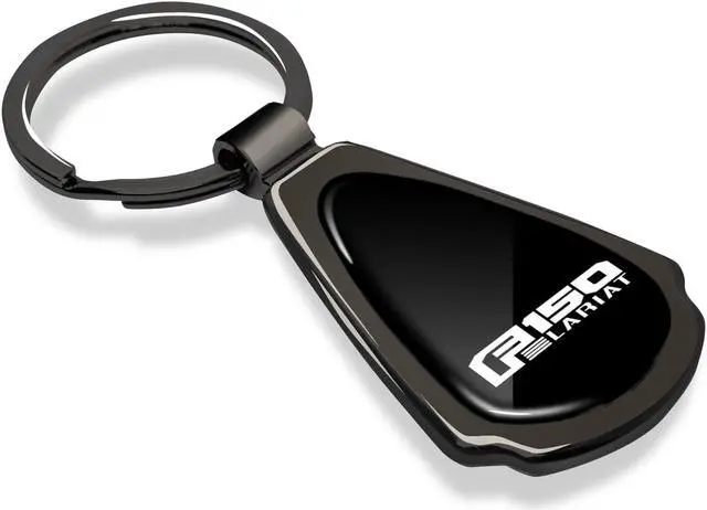 Alt view image 2 of 7 - Ford F-150 Lariat Black Dome Dark Gunmetal Metal Teardrop Key Chain
