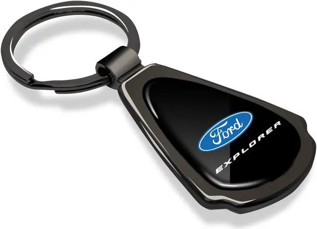 Alt view image 2 of 7 - Ford Explorer Black Dome Dark Gunmetal Metal Teardrop Key Chain