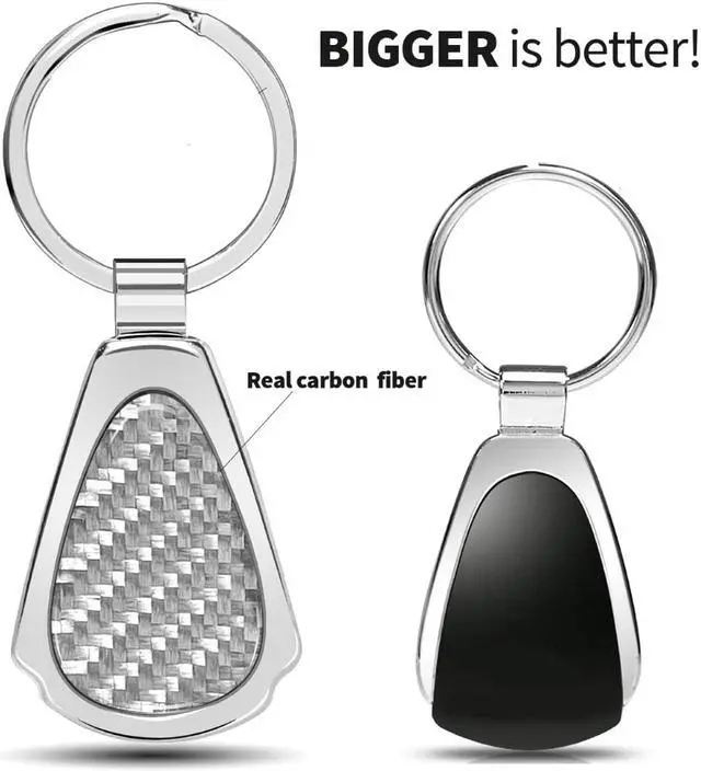 Alt view image 5 of 7 - Ford Ranger Real Silver Dome Carbon Fiber Chrome Metal Teardrop Key Chain