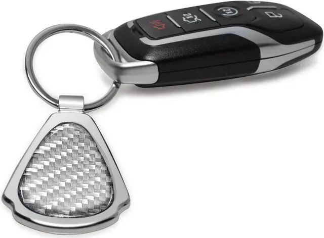 Alt view image 4 of 7 - Ford Ranger Real Silver Dome Carbon Fiber Chrome Metal Teardrop Key Chain