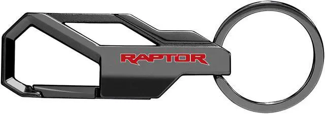 Alt view image 2 of 5 - Ford F-150 Raptor in Red Gunmetal Black Carabiner-style Snap Hook Metal Key Chain
