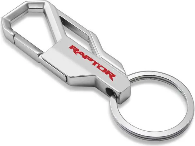 Main image of Ford F-150 Raptor in Red Silver Carabiner-style Snap Hook Metal Key Chain