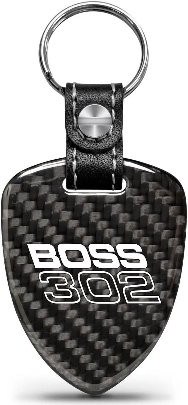 Main image of Ford Mustang Boss 302 Real Black Carbon Fiber Large Shield-Style Key Chain