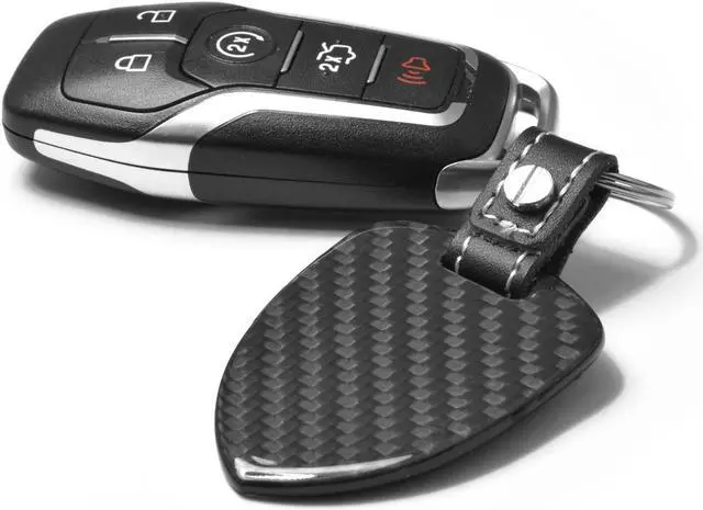 Alt view image 4 of 5 - Ford Mustang Boss 302 Real Black Carbon Fiber Large Shield-Style Key Chain