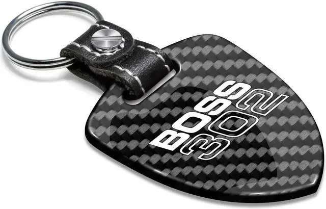 Alt view image 2 of 5 - Ford Mustang Boss 302 Real Black Carbon Fiber Large Shield-Style Key Chain
