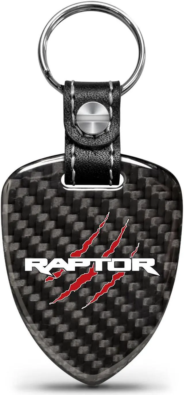 Main image of Ford F-150 Raptor Claw Marks Real Black Carbon Fiber Large Shield-Style Key Chain