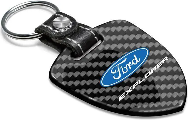 Alt view image 2 of 5 - Ford Explorer Real Black Carbon Fiber Large Shield-Style Key Chain