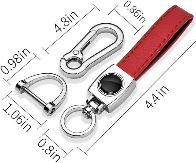 Alt view image 4 of 6 - Ford F-150 FX4 Off Road Logo in Black on Genuine Red Leather Loop-Strap Chrome Hook Key Chain