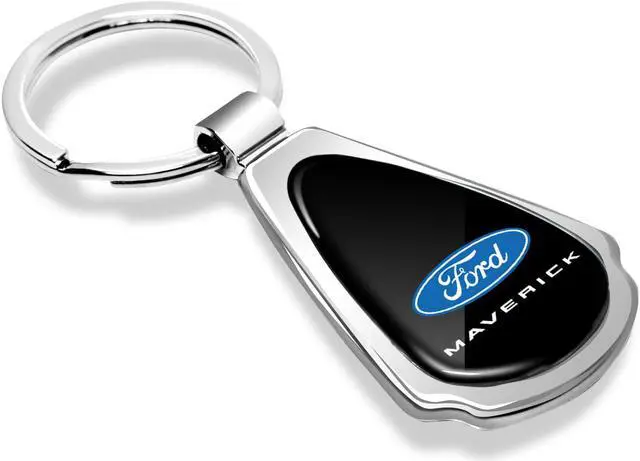 Alt view image 2 of 6 - Ford Maverick Black Dome Chrome Metal Teardrop Key Chain