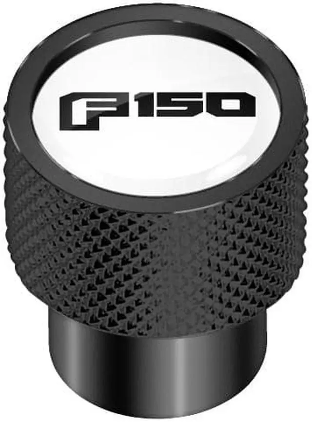 Alt view image 2 of 5 - Ford F-150 2015 to 2020 in White on Black Aluminum Tire Valve Stem Caps