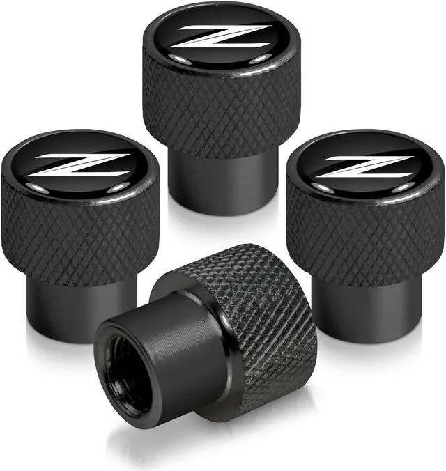 Main image of Nissan 370Z Z logo in Black on Black Aluminum Tire Valve Stem Caps