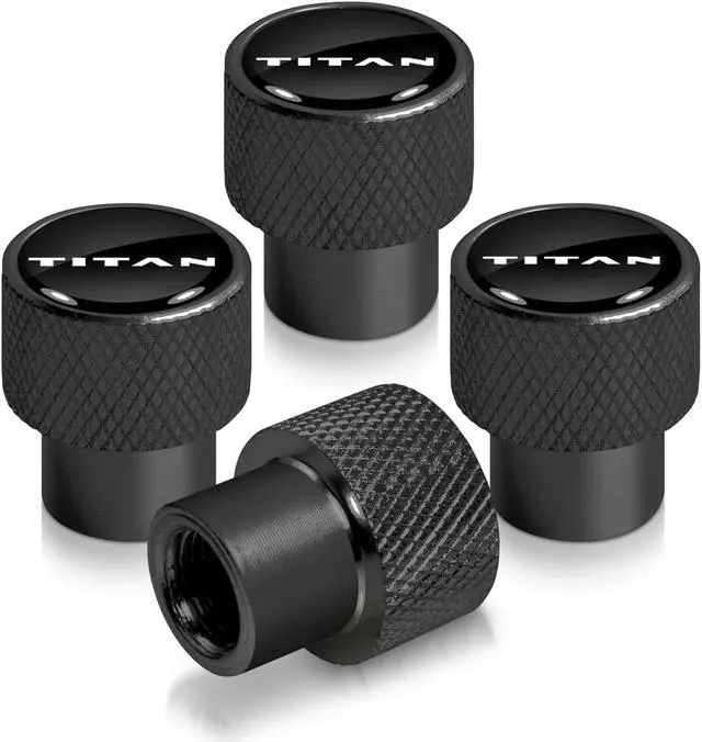 Alt view image 2 of 5 - Nissan Titan Logo in Black on Black Aluminum Tire Valve Stem Caps