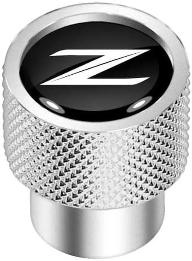 Alt view image 2 of 5 - Nissan 370Z Z logo in Black on Shining Silver Aluminum Tire Valve Stem Caps