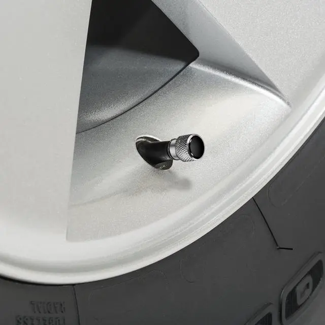Alt view image 3 of 5 - Nissan 370Z Z logo in Black on Shining Silver Aluminum Tire Valve Stem Caps