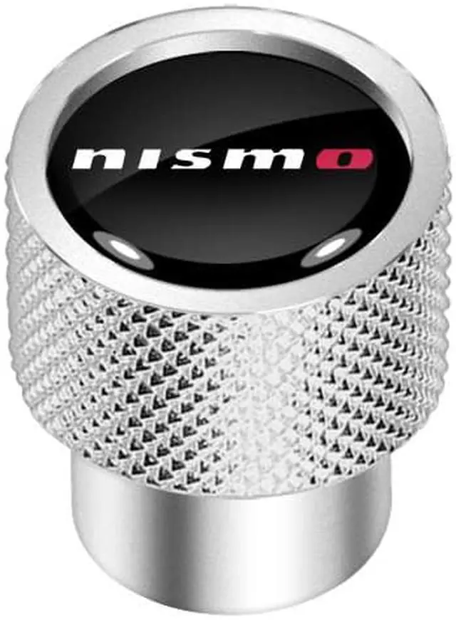 Alt view image 2 of 5 - Nissan NISMO in Black on Shining Silver Aluminum Tire Valve Stem Caps
