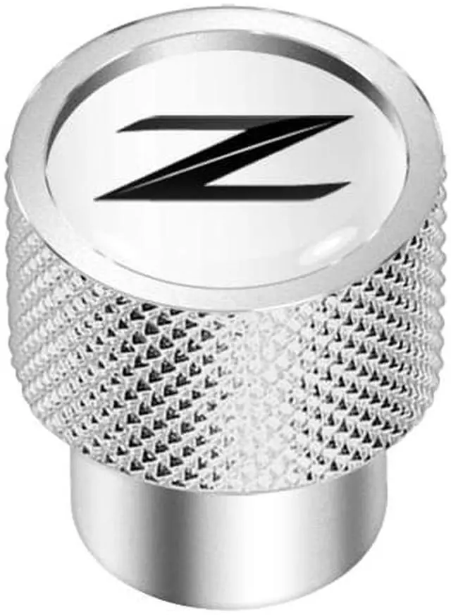 Alt view image 2 of 5 - Nissan 370Z Z logo in White on Shining Silver Aluminum Tire Valve Stem Caps
