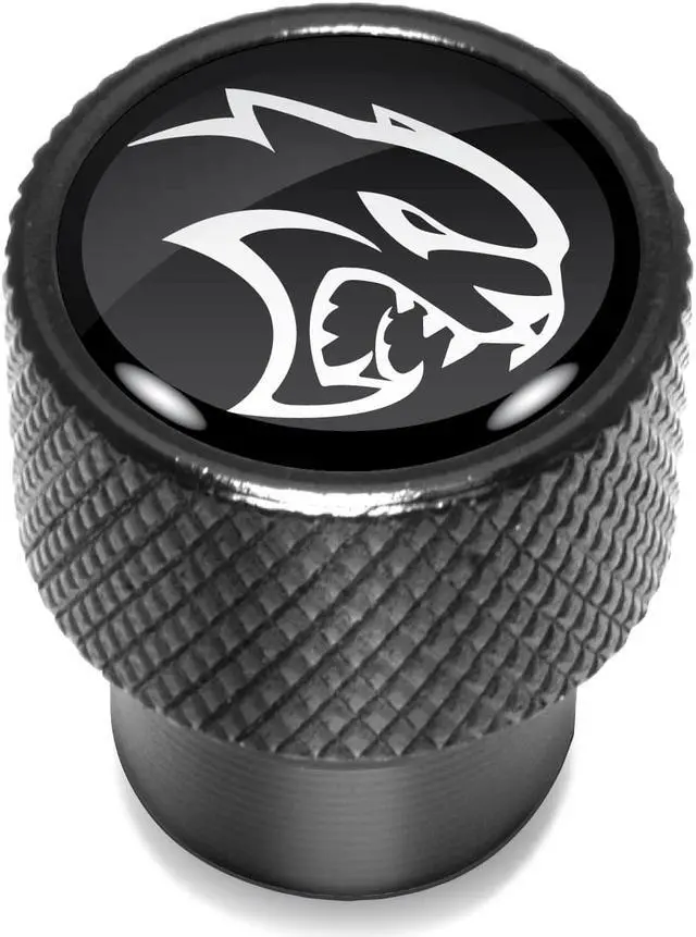 Alt view image 2 of 5 - Dodge SRT Hellcat in Black on Black Aluminum Tire Valve Stem Caps