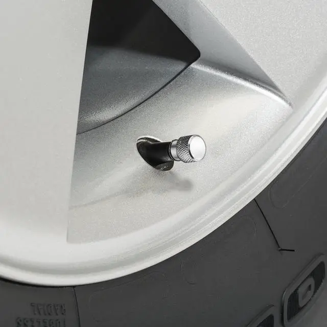 Alt view image 3 of 5 - Jeep in White on Shining Silver Aluminum Tire Valve Stem Caps