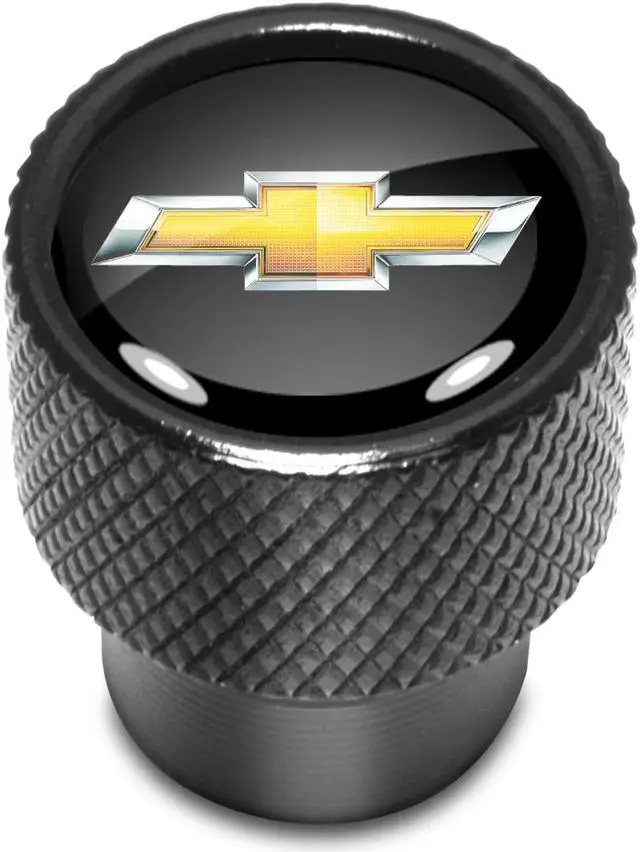 Alt view image 2 of 5 - Chevrolet Golden Logo in Black on Black Aluminum Tire Valve Stem Caps