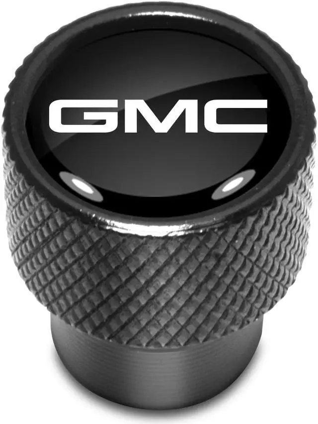Alt view image 2 of 5 - GMC Logo in Black on Black Aluminum Tire Valve Stem Caps