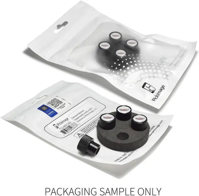 Alt view image 4 of 6 - Cadillac Crest Logo in White on Black Aluminum Tire Valve Stem Caps