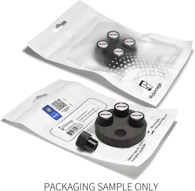 Alt view image 4 of 6 - Chevrolet Corvette C7 Z06 Logo in White on Black Aluminum Tire Valve Stem Caps