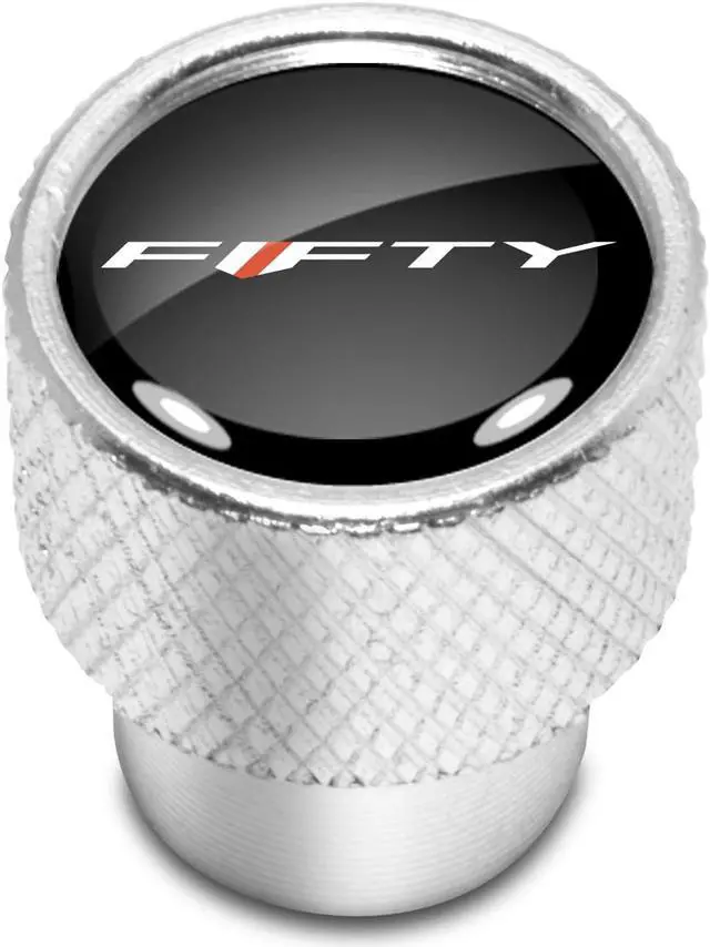 Alt view image 2 of 6 - Chevrolet Camaro 50 Years Black on Shining Silver Aluminum Tire Valve Stem Caps