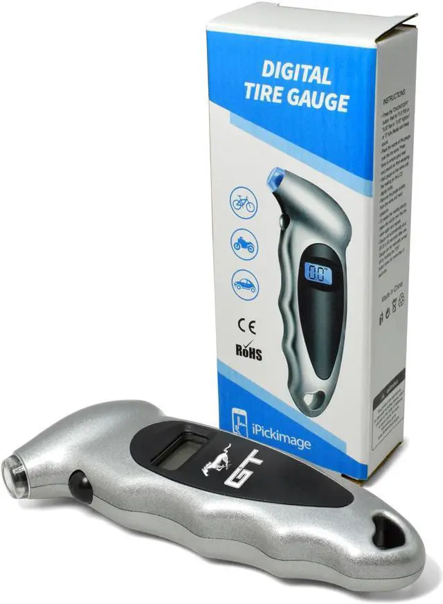 Alt view image 3 of 4 - Ford Mustang GT Silver Digital Tire Pressure Gauge with LED-Backlit LCD Display