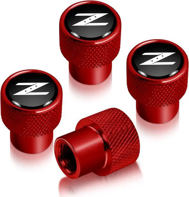 Main image of Nissan 350Z Z Logo in Black on Red Aluminum Tire Valve Stem Caps