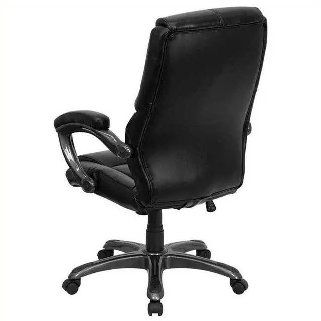 Alt view image 3 of 19 - Flash Furniture GO-724H-BK-LEA-GG High Back Black Leather Overstuffed Executive Office Chair