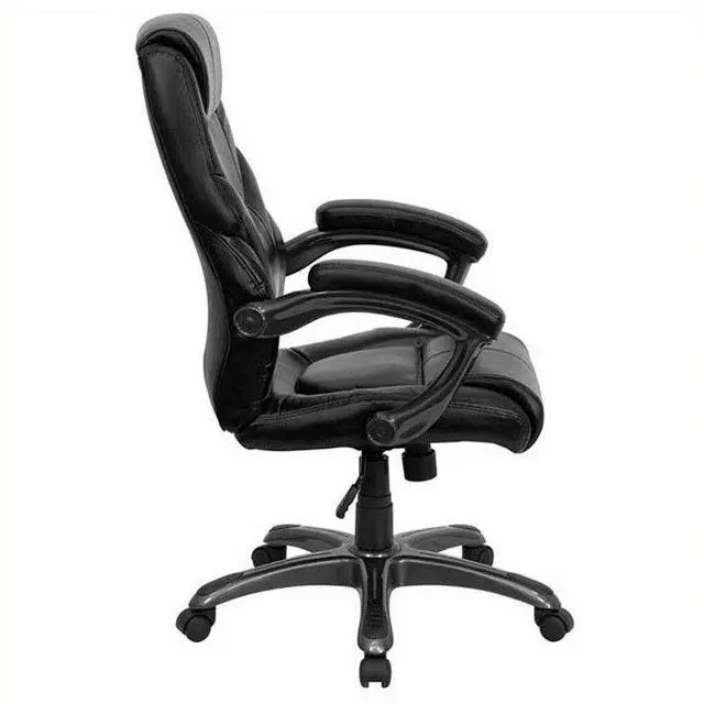 Alt view image 2 of 19 - Flash Furniture GO-724H-BK-LEA-GG High Back Black Leather Overstuffed Executive Office Chair