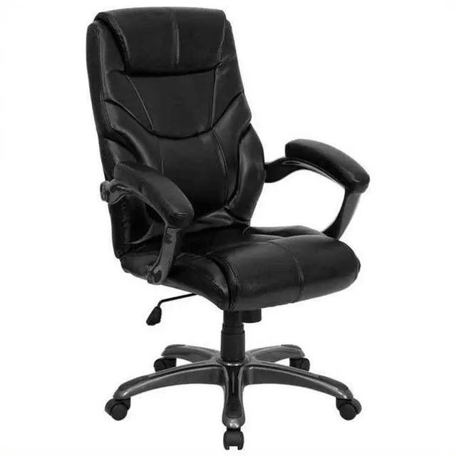 Main image of Flash Furniture GO-724H-BK-LEA-GG High Back Black Leather Overstuffed Executive Office Chair