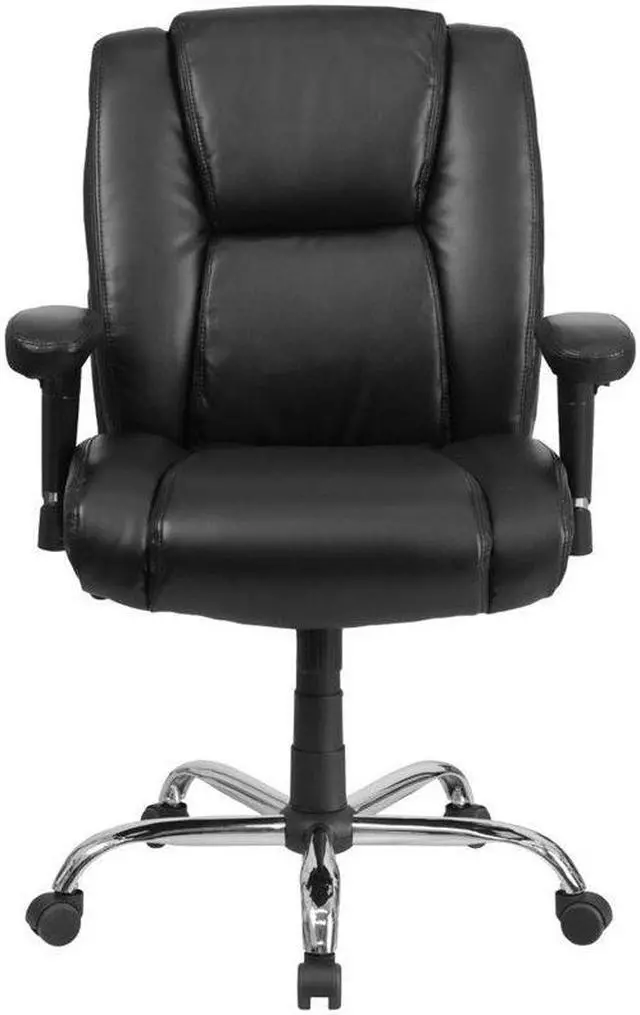 Alt view image 4 of 20 - HERCULES Series Big & Tall 400 lb. Rated Black LeatherSoft Ergonomic Task Office Chair with Chrome Base and Adjustable Arms