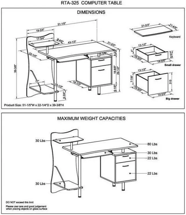 Alt view image 5 of 16 - Deluxe Stylish Ergonomic Computer Desk with Two Drawer - Chocolate