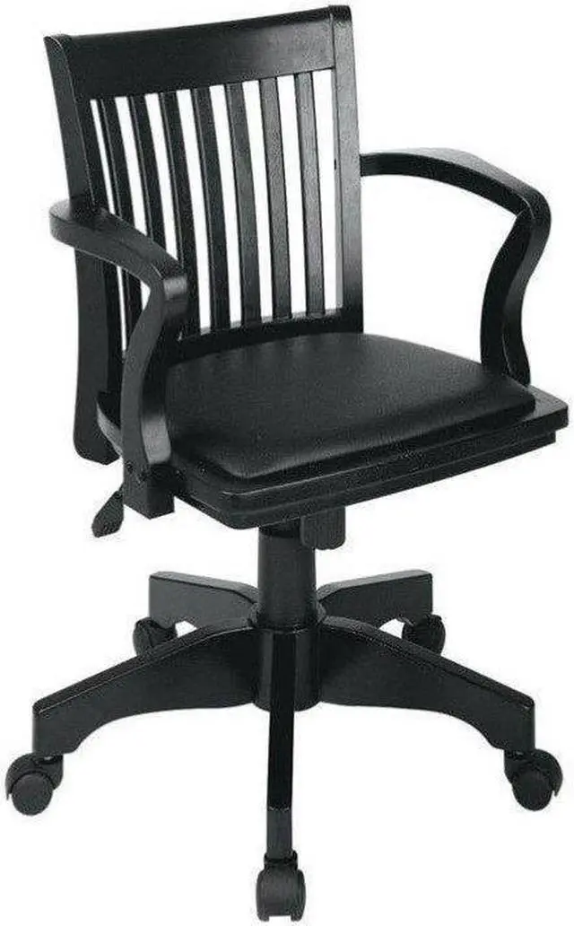 Alt view image 12 of 13 - Office Star 108FW-1 Deluxe Wood Bankers Chair with Vinyl Padded Seat in Fruit Wood Finish with Brown Vinyl- Fruitwood Finish - Brown Vinyl