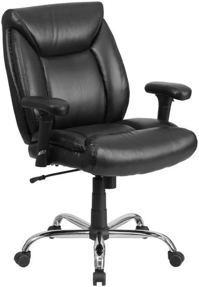 Alt view image 4 of 20 - HERCULES Series Big & Tall 400 lb. Rated Black LeatherSoft Deep Tufted Ergonomic Task Office Chair with Adjustable Arms