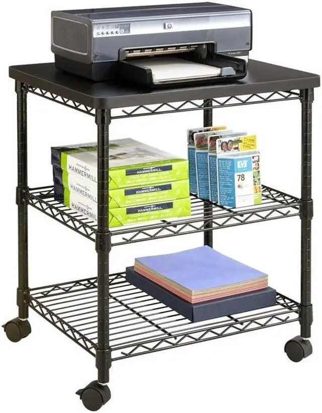 Alt view image 4 of 14 - Safco Desk Side Wire Machine Stand, Three-Shelf Desk Side Wire Machine Stand