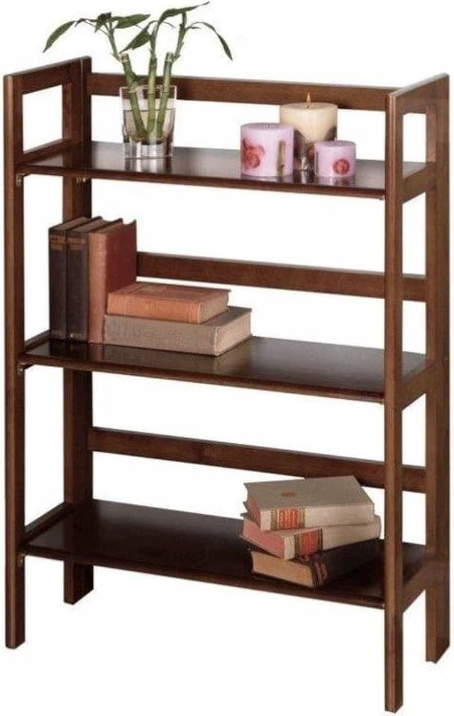Alt view image 2 of 17 - Winsome Trading Inc 94896 3 Tier Walnut Stackable Folding Book Shelf
