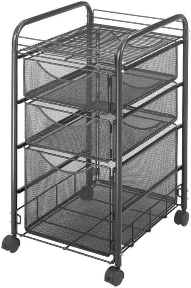 Alt view image 6 of 20 - Safco Onyx Mesh Mobile File With Two Supply Drawers 15-1/4w x 17d x 27h Black 5213BL
