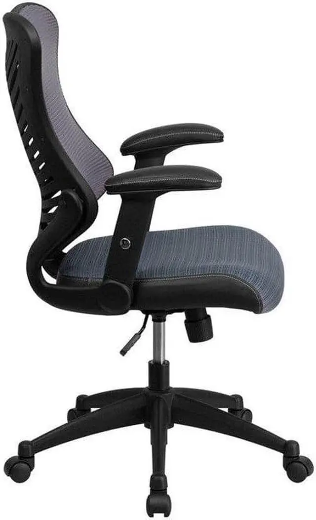 Alt view image 4 of 20 - High Back Designer Gray Mesh Executive Swivel Ergonomic Office Chair with Adjustable Arms