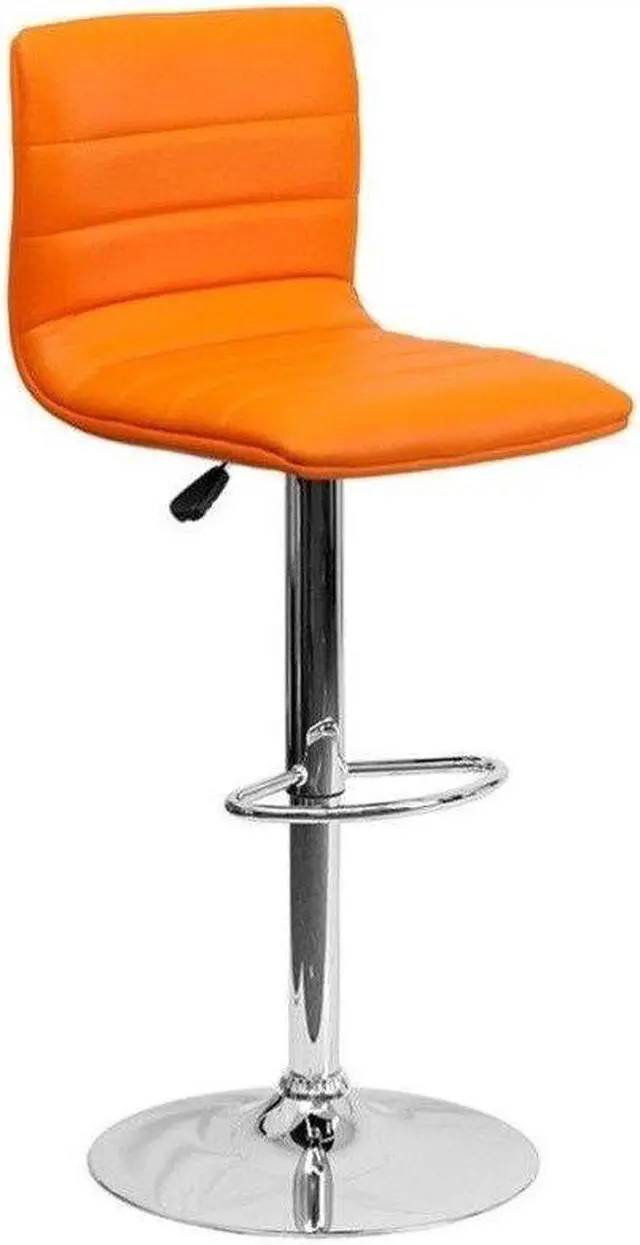 Alt view image 3 of 14 - Flash Furniture CH-92023-1-ORG-GG Contemporary Orange Vinyl Adjustable Height Bar Stool with Chrome Base