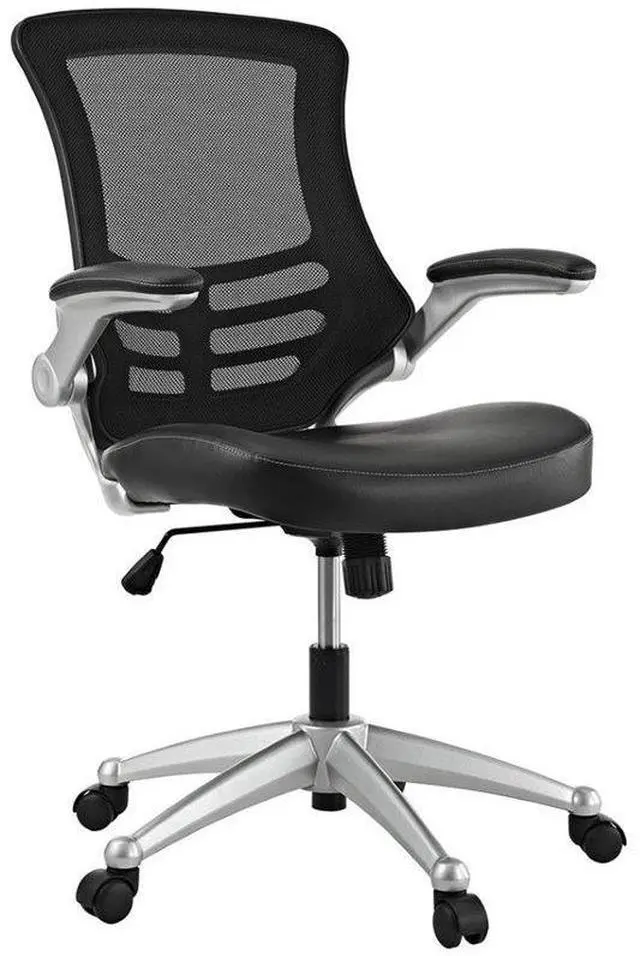 Alt view image 3 of 19 - Modway EEI-210-BLK 40.5 - 43.5 H x 26.5 W x 25 L in. Attainment Office Chair in Black Mesh & Leatherette, Black