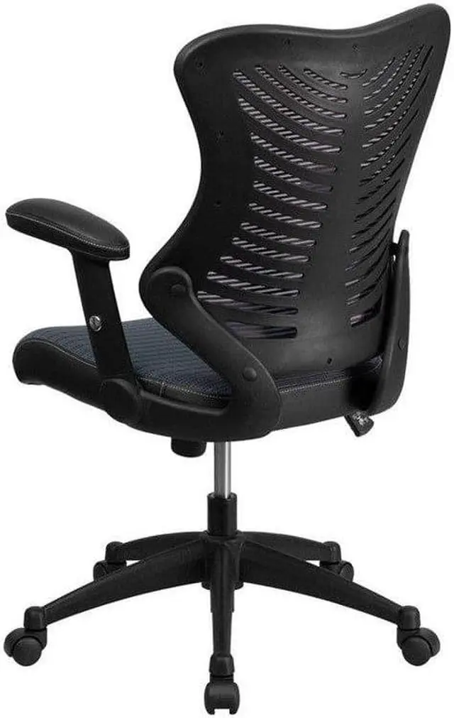 Alt view image 5 of 20 - High Back Designer Gray Mesh Executive Swivel Ergonomic Office Chair with Adjustable Arms