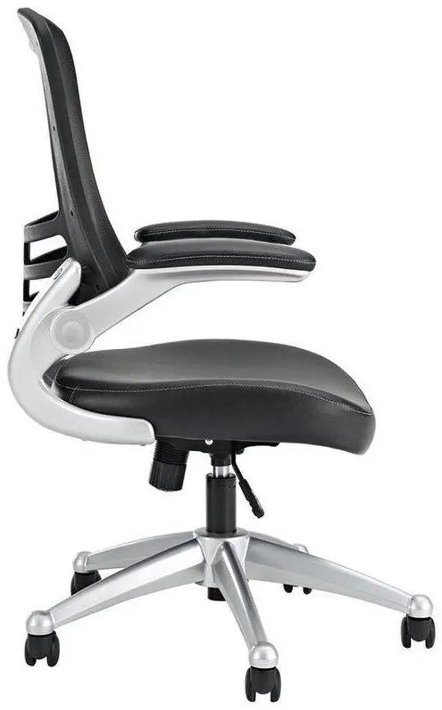 Alt view image 4 of 19 - Modway EEI-210-BLK 40.5 - 43.5 H x 26.5 W x 25 L in. Attainment Office Chair in Black Mesh & Leatherette, Black