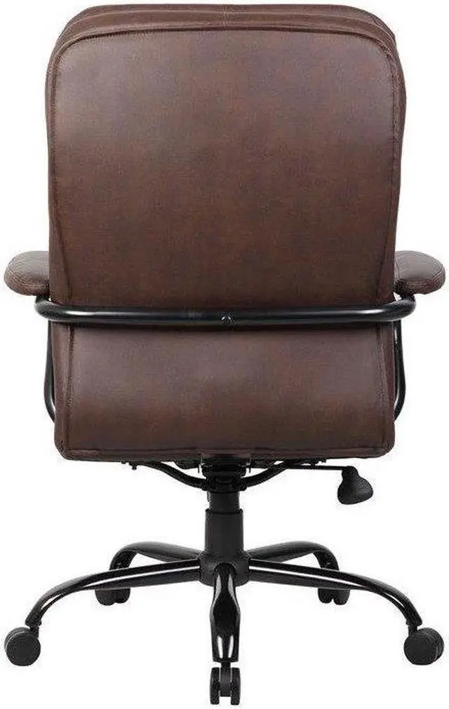 Alt view image 2 of 8 - Boss B991-BB Heavy Duty Double Plush LeatherPlus Chair-400 Lbs, 33.5" x 31"x 43", LeatherPlus - Bomber Brown